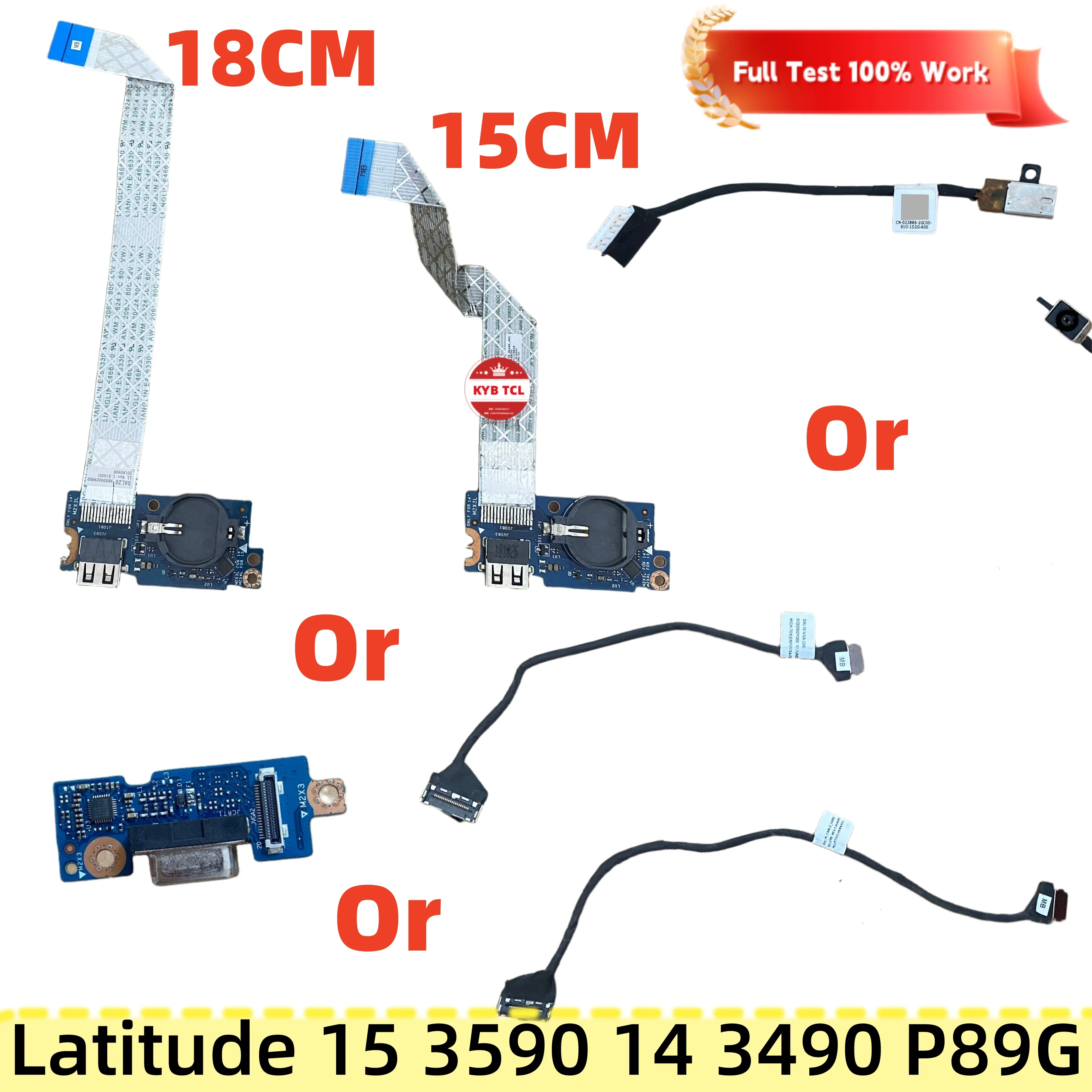 Placa lectora de tarjetas SD USB, placa de tarjeta de vídeo VGA, placa de botón de encendido con conector de alimentación DC IN para Dell Latitude 15 3590 14 3490 P89G 0CP8DV