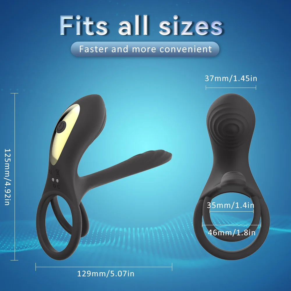 Double-ring penis ring dual-motor vibration delayed ejaculation and enlargement of erection adult sex toy 18