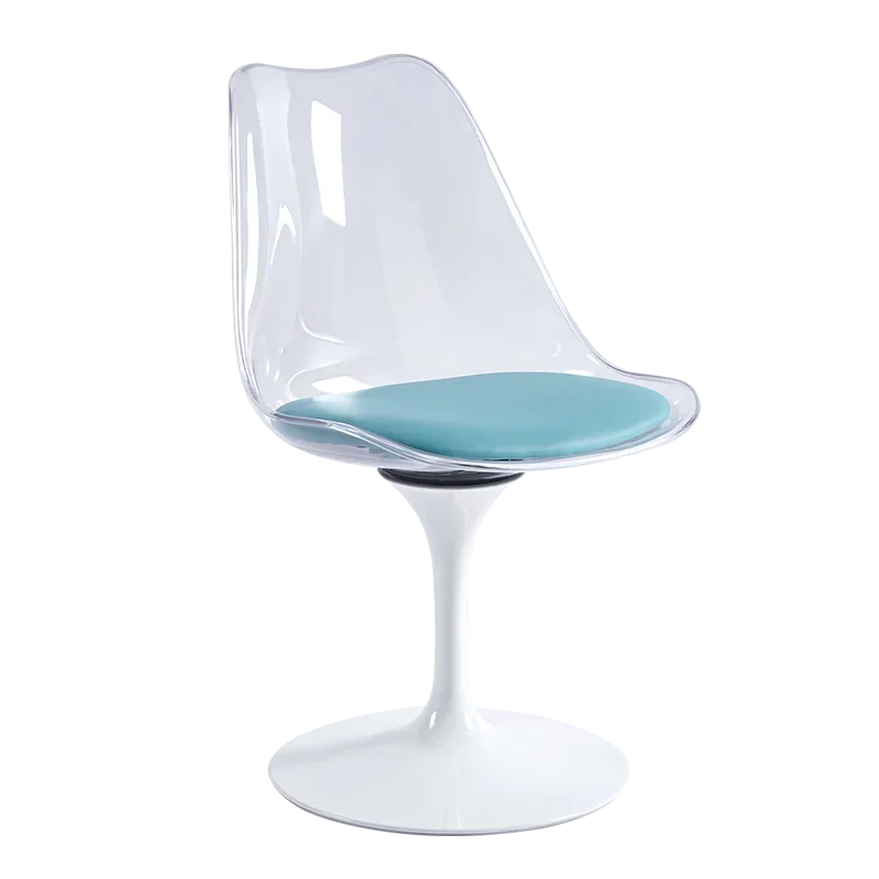 Nordic Simple Light Luxury Leisure Negotiation Acrylic Transparent Tulip Backrest Swivel Chair