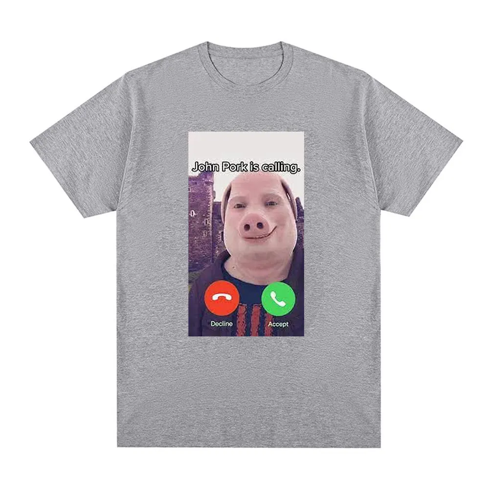 INAWLY Grappig John Pork Is Calling grafisch T-shirt, humoristisch