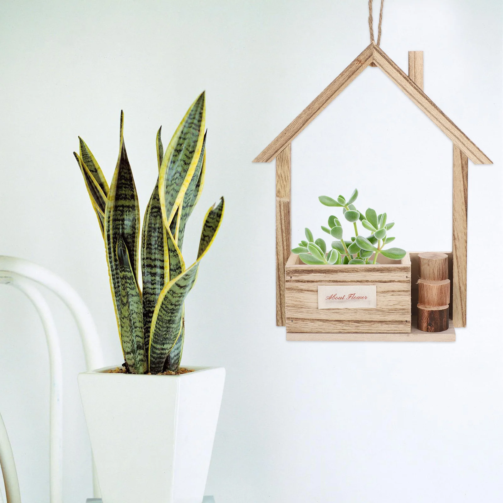 

European Style Wooden Hanging Flower Pot Wall Decor Planter Basket Home Living Room Balcony Space Saving Modern Plants Vase