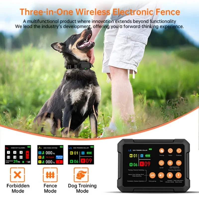 3in1 High Precision Radar Wireless Fence System Up to 1 Acre, Real-Time Distance Monitoring, Indoors Outdoor For Dogs 20-110lbs