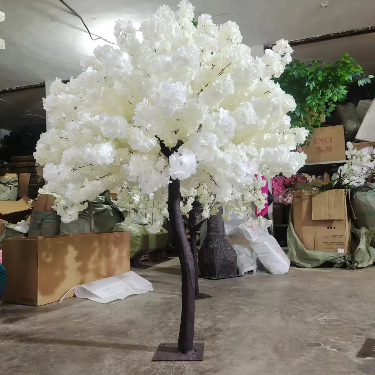 Wedding 6-8 feet wholesale flowering white canvas tree umbrella decoration artificial