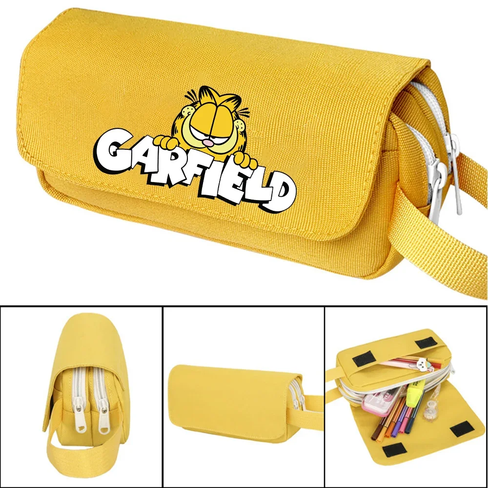 Garfields Pencil Case Odies Zipper Stationery Box Storage Bag Pen Bag Wallet Anime Student Polyester Pencil Case Birthday Gifts