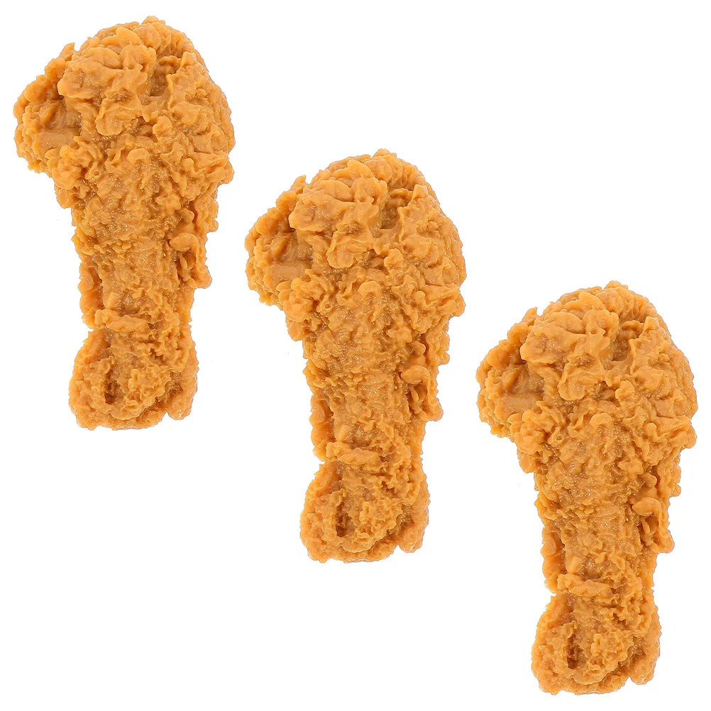 3 Pcs Simulation Fried Chicken Model Hanging Food Pendants Decorative Drumstick