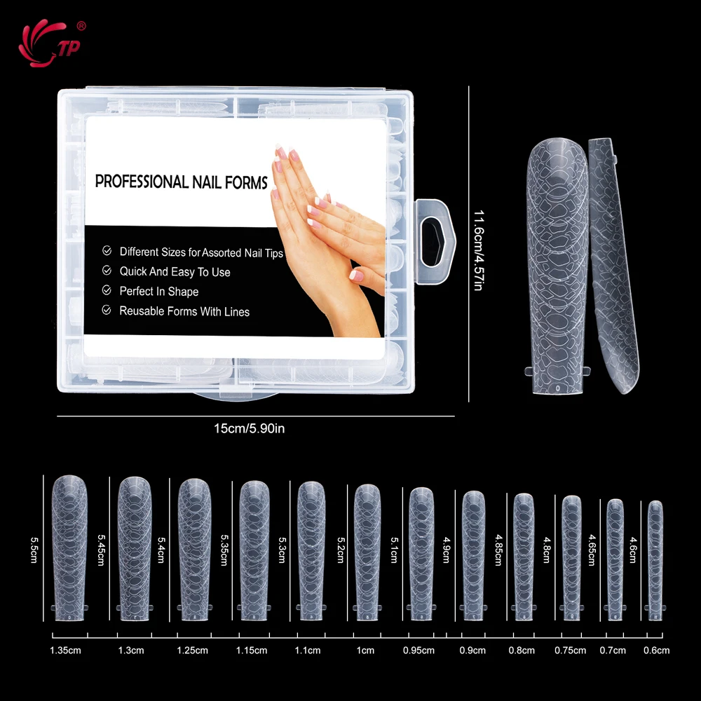 TP 120pcs Quick Building Dual Forms Nails Mold Full Cover False Tips Poly Nail Gel Mold Reusable Top Extension Forms Nails Tools