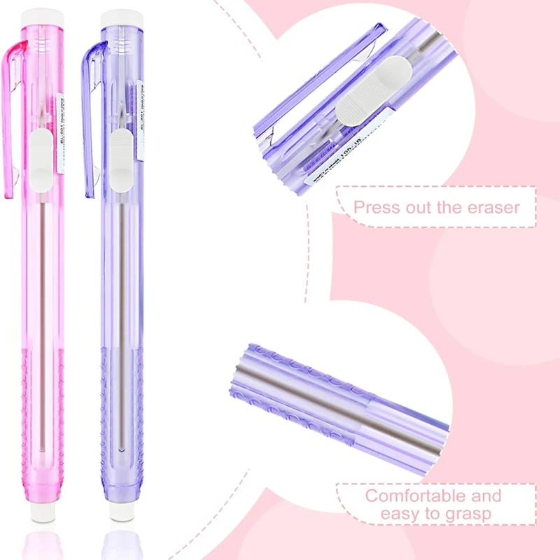 أقلام ممحاة ميكانيكية قابلة للسحب ، 2 إعادة تعبئة ، 10 محايات بديلة ، مدرسة ، منزل ، مكتب ، 12 عبوة