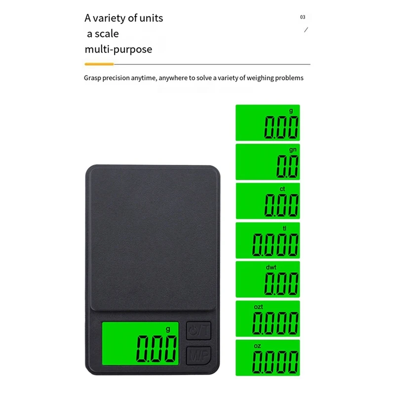 1 Piece Mini Jewelry Scale Black Plastic High Precision Digital Pocket Scale 7 Unit Tare Weight