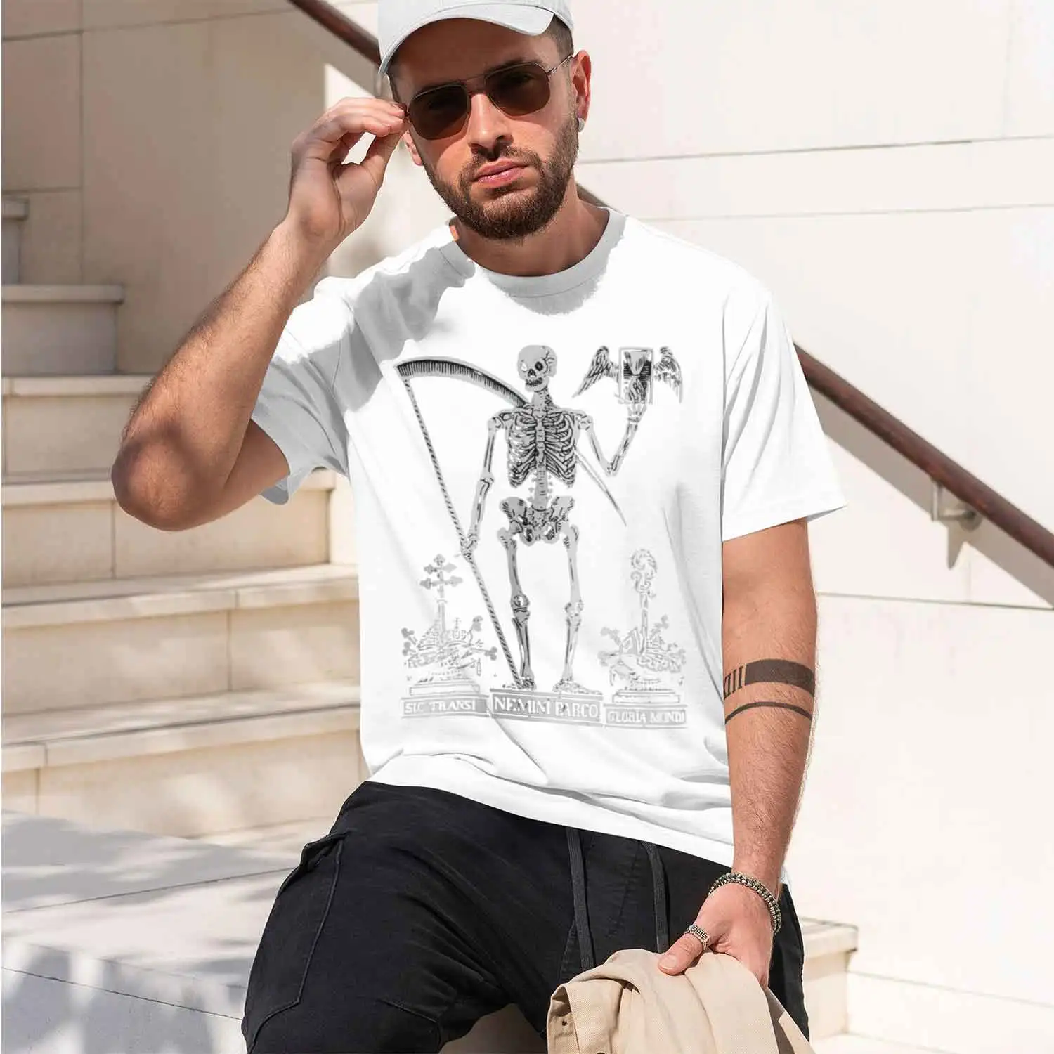 Vintage Emblem nto Mori Remember Death Transit Nemini Parco Gloria Mundi None are Spared Unisex Tshirt 2026 New Model Short-slee