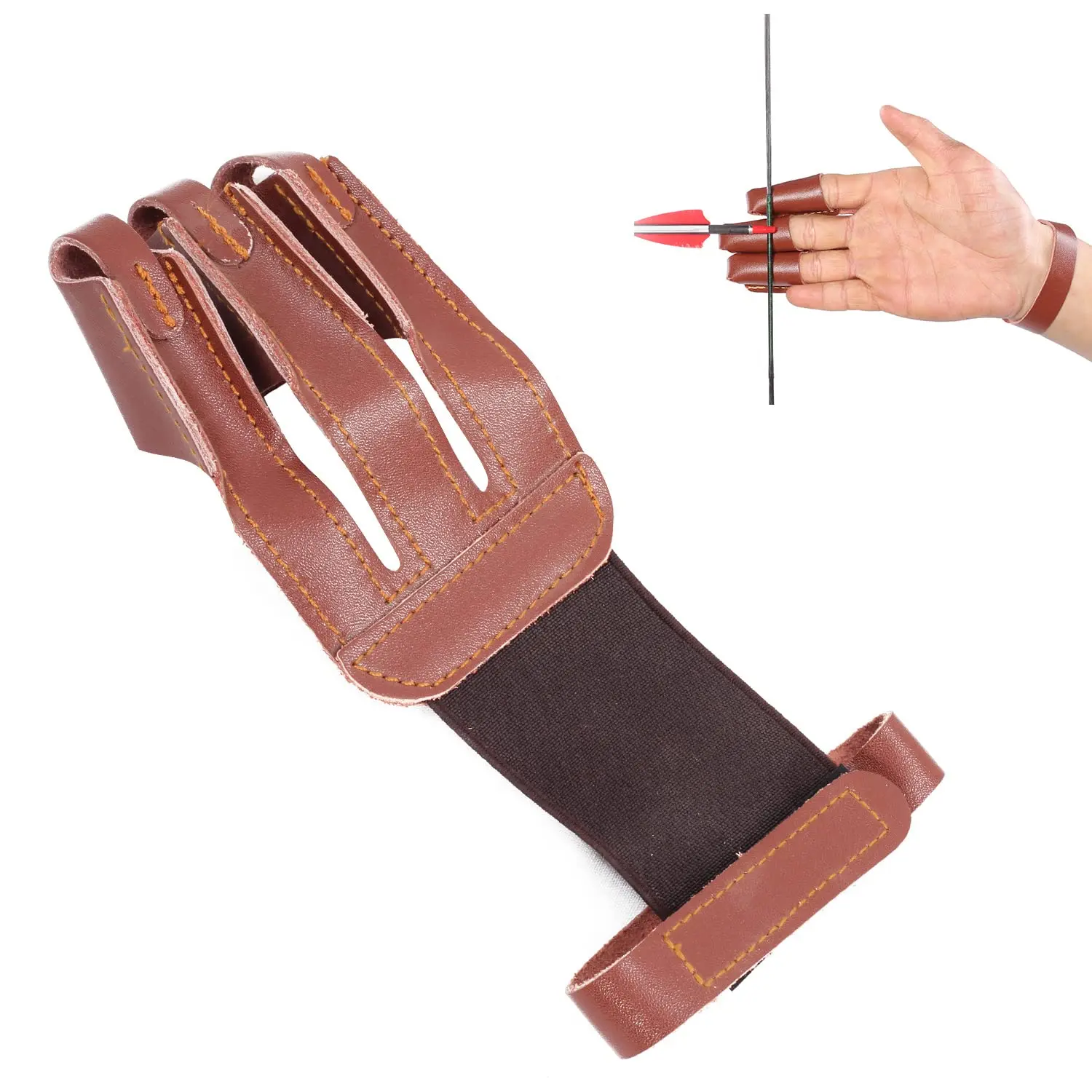 Archery Glove 3 Finger Guard Leather Finger Shooting Hunting Arrow Bow Archery Gear Accessories for Adult & Youth Beginner