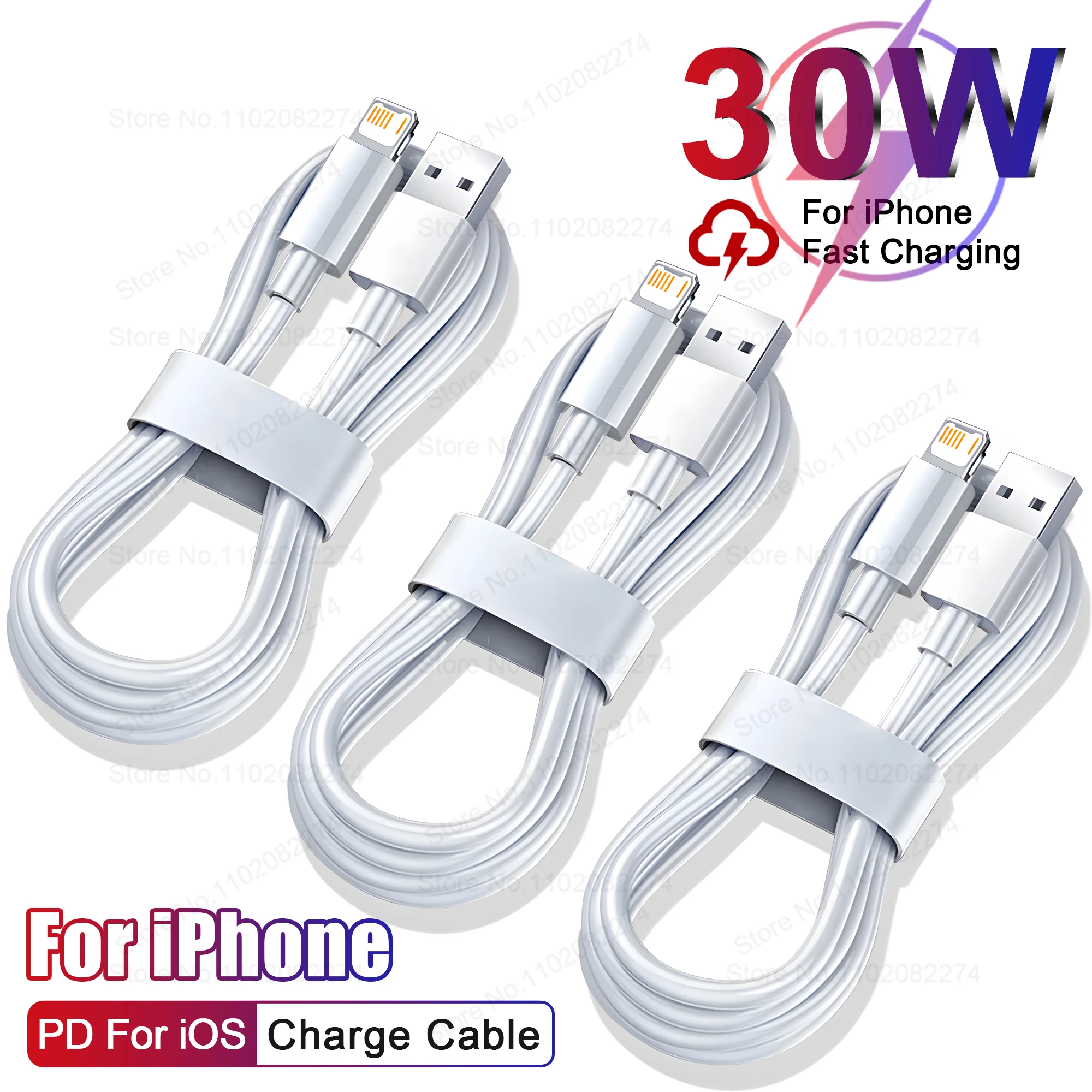 1-3PCS 30W For iPhone Cable USB Type C Fast Charger For iPhone 14 13 12 11 Pro Max X XR Plus PD Charging Cable Accessories 1M 2M