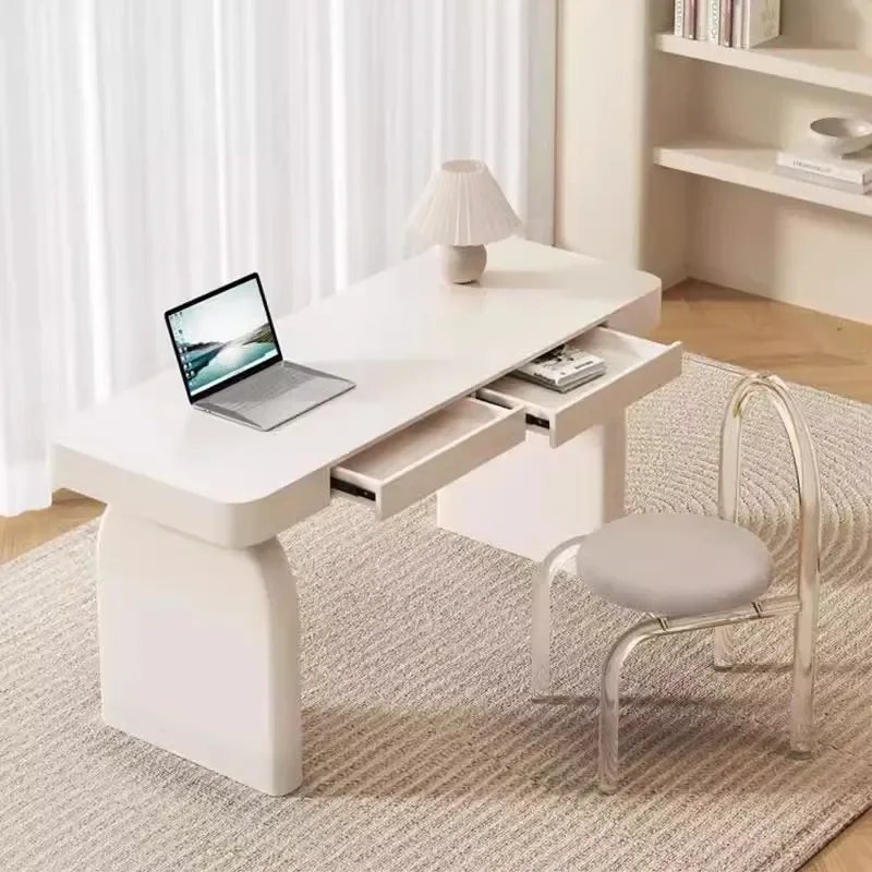 Cream Solid Wood Desk for Girls Bedroom Modern Simple Light Luxury Study Writing Table Household Furniture
