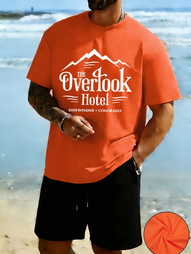 

The Overlook Hotel Print Man Cotton Simple All-Match Sportswear Casual Classic Short 2 Piece Set Jogging Summer Comfy Sportpant