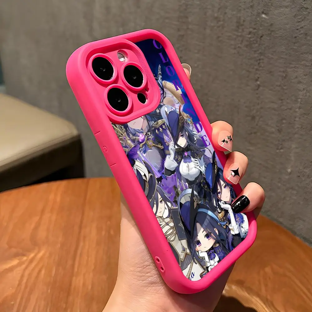 

Game GI Clorinde Phone Case for iPhone 17 16 15 14 13 12 11 Air Pro Max Plus Red Soft TPU Shockproof Cover