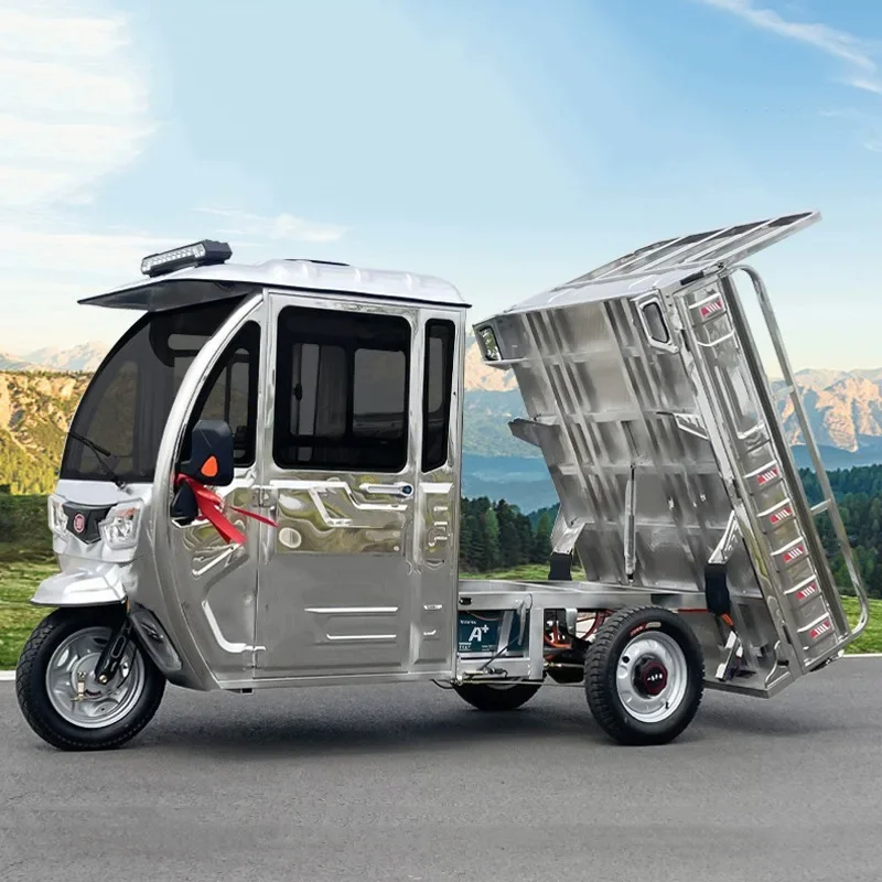 Stainless Steel Electric Tricycle Pulling Goods Corrosion Resistant Load King High Power Semi Enclosed