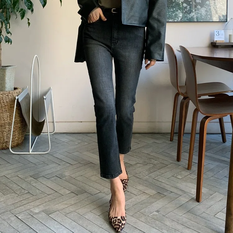 

Сексуальные корейские винтажные синие джинсы с высокой талией и девятью зубцами, женские прямые джинсы-трубы, женские джинсовые джинсы