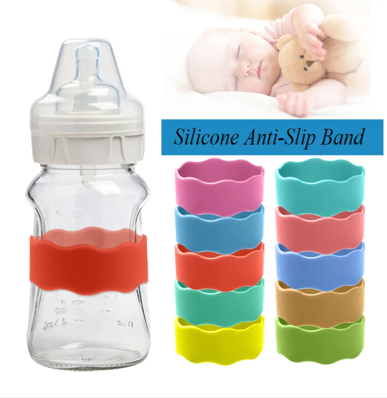 2-Pack Silicone  Bottle Bands Personalized Labels Anti-Slip Baby Bottles Sippy Cups Back to School Labels