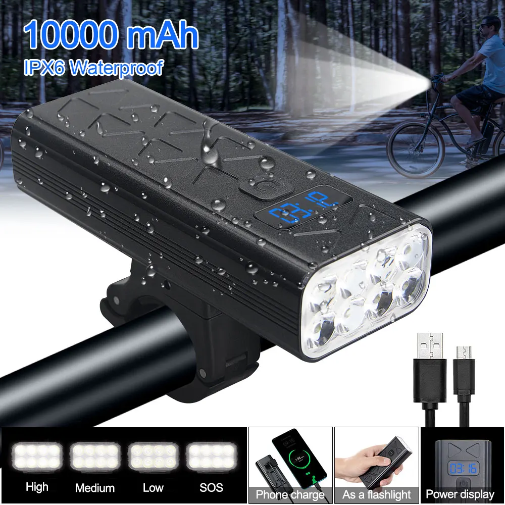 Waterproof Front Bike Headlight USB Rechargeable Bicycle Lamp 5 LED/6 LED/8 LED Cycling Flashlight with Digital Display