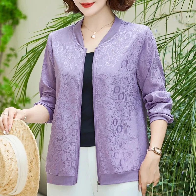 Mom's Sunscreen Coat Ladies Spring/Summer New Fashion Thin Outwear UV Protection Sun-Protective Clothing Jacket Short Tops Women
