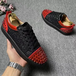 men luxury fashion rivets shoes singer DJ stage dresses lace-up genuine leather shoe flats sneakers brand designer footwear mans