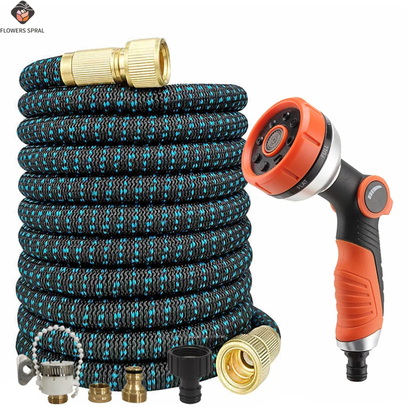 Horticulture 3x extension watering hose 25-125FT, 8-function water gun, suitable for irrigation and cleaning water pipes