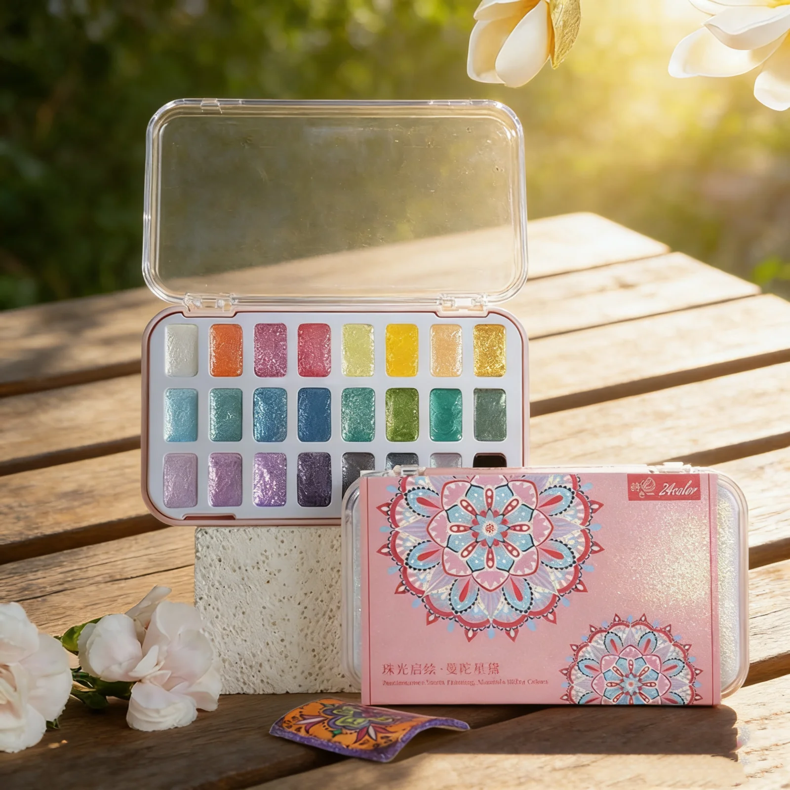 24-colors Japanese pearlescent watercolor all-purpose and versatile watercolor pigments