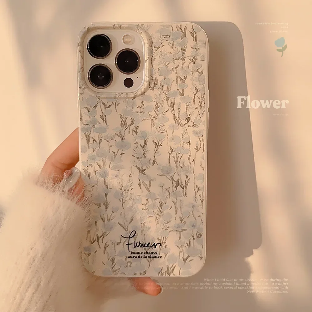 Simple Style Flower Sea Tulip Phone Case for IPhone16 15 14 12 13 11 Pro ProMax Plus X XR Shockproof Phone Cover