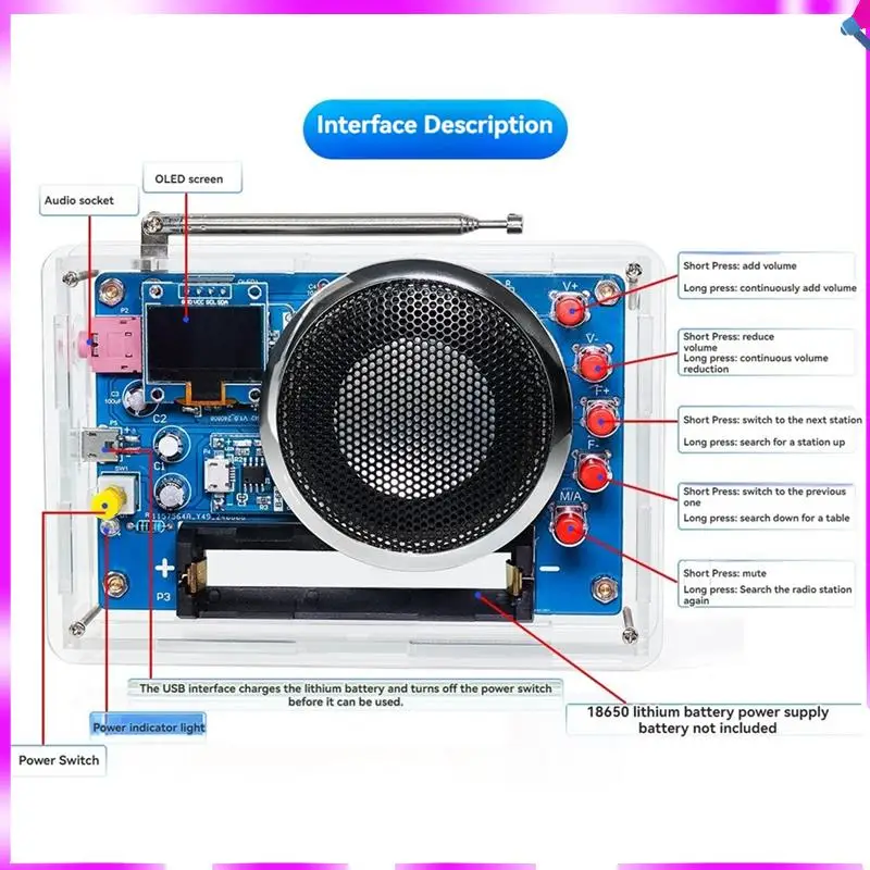 N96R FM Radio DIY Electronic Kit With OLED Display Electronic Welding Practice Assembly Production Kit DIY Assembly Kit
