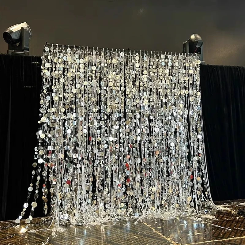 

Silver sequined background cloth pendant Internet celebrity shop clock in decorative wall party birthday photo props festival