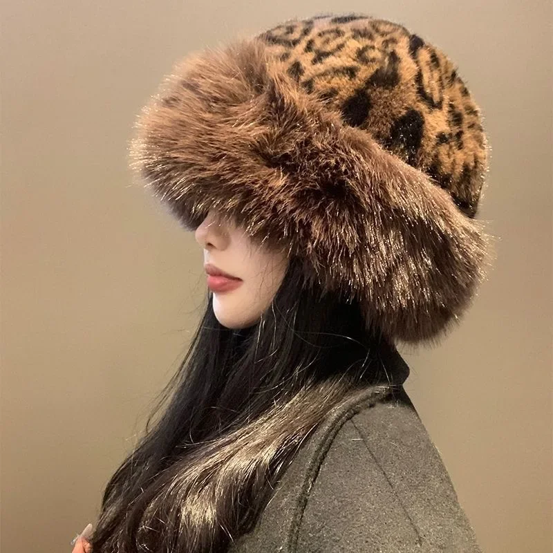 2024 Winter Plush Ear Protection Cap Windproof Keep Warm Headgear Fluffy Fur Fisherman Hat for Women Fashion Female Hat Gifts