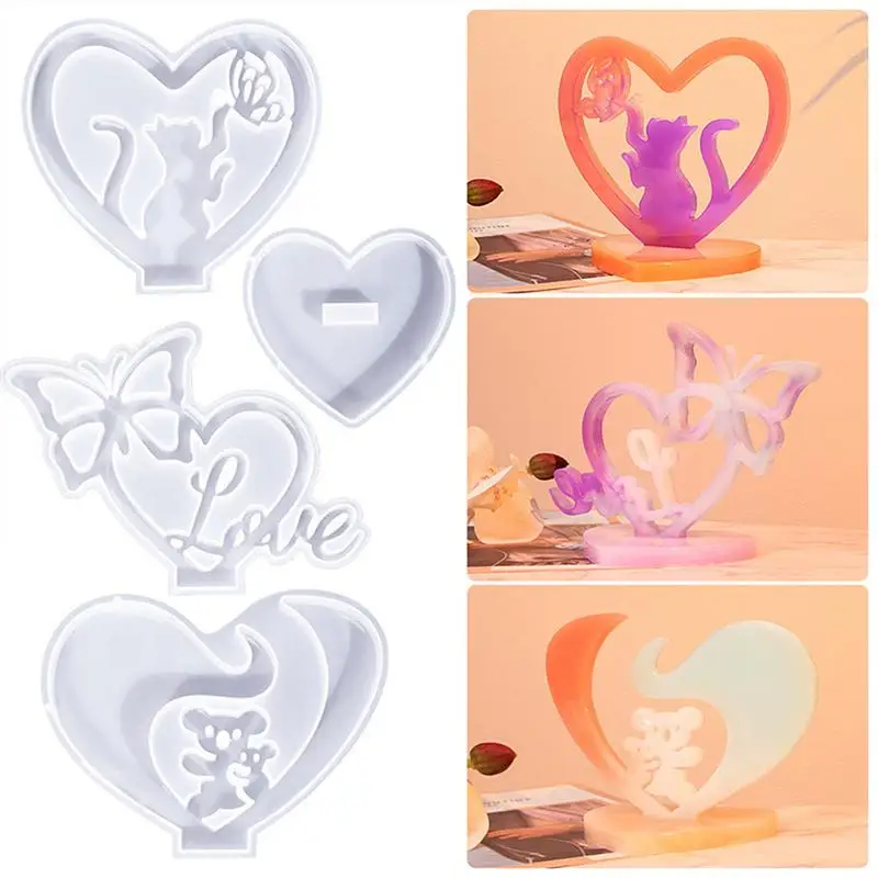 Heart Shape Resin Mold Pet DIY Love Ornament Silicone Mold DIY Photo Silicone Tool Making Handmade Animal Design accesserios