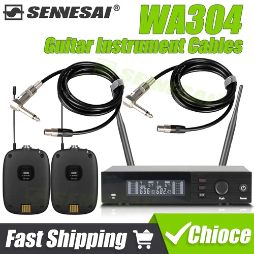 SENNESAI SLXD4 WA304 Cables de instrumentos Transmisor y receptor de sistema inalámbrico de bajo de guitarra de doble canal profesional, para banda