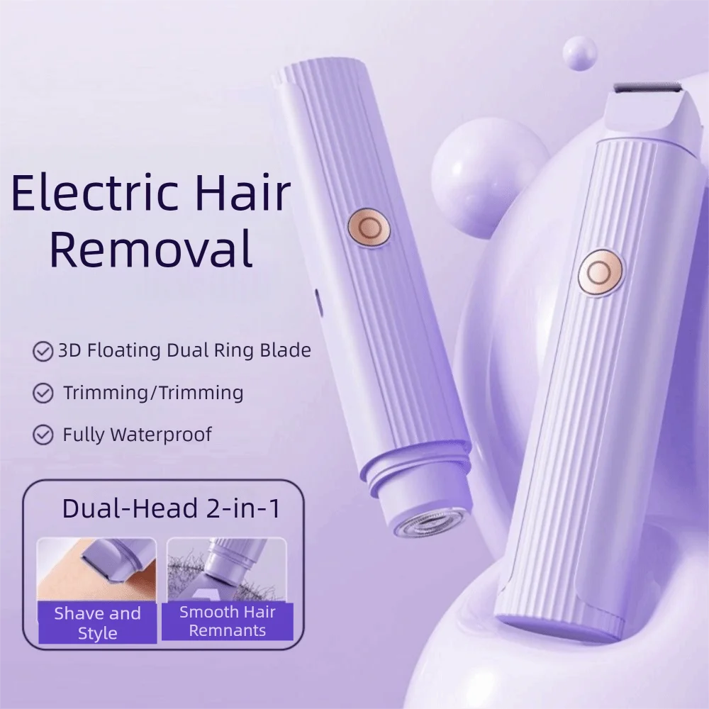 

USB Rechargeable 2-in-1 Hair Removal Machine Wet Dry Use Painless Electric Razor Detachable Waterproof Body Trimmer