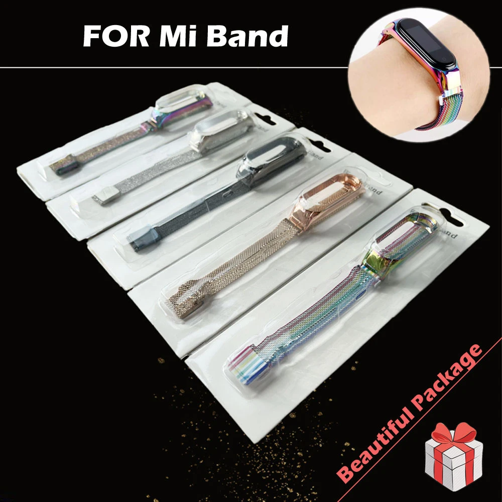 SinHGeY For Xiaomi Mi Band 3 / 4 / 5 / 6 Magnetic Strap Milanese Metal stainless steel Replacement Wristband