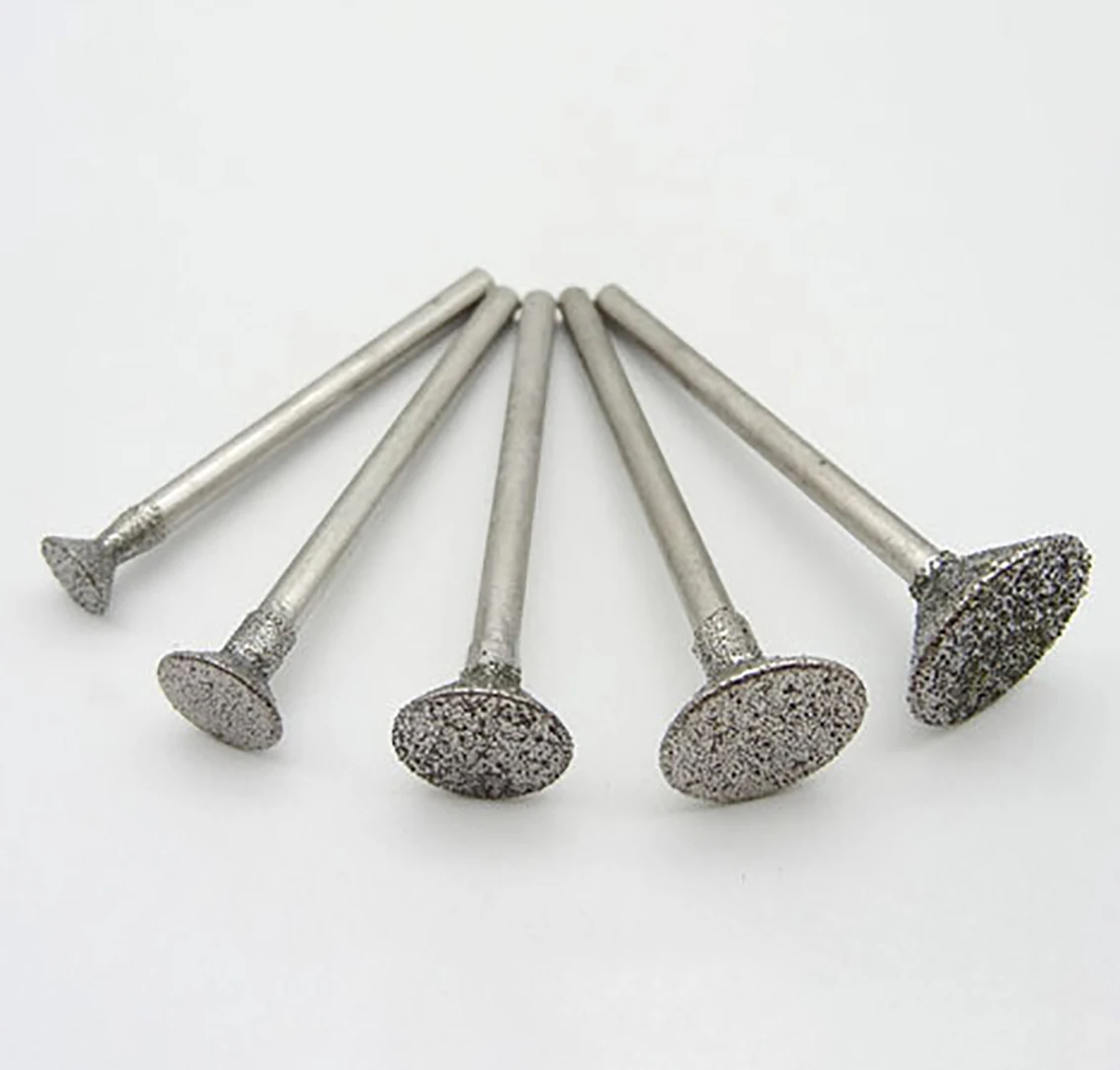 

C2-type Diamond Grinding Head 2.35mm/3mm Shank Flat Head Glass Jade Carve Tools 0.5mm 0.8mm 1.0mm-14mm