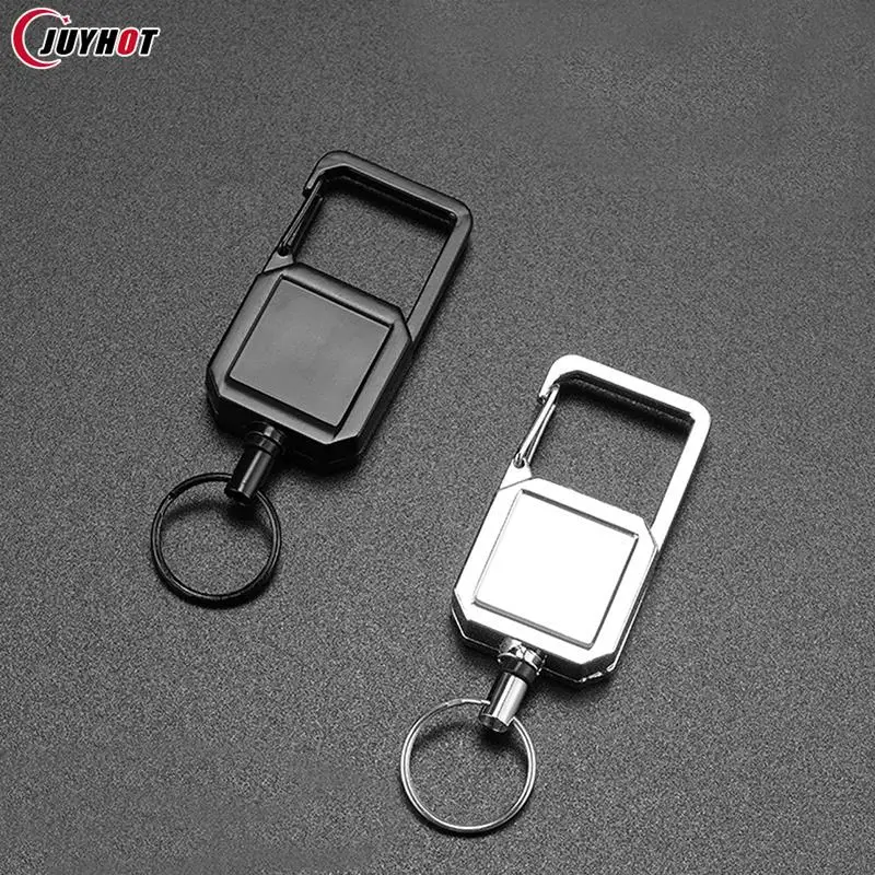 Retractable Keychain Anti Lost ID Badge Holder Metal Key Ring Buckle Multitool Carabiner Clip Name Tag Card Holders Stationery