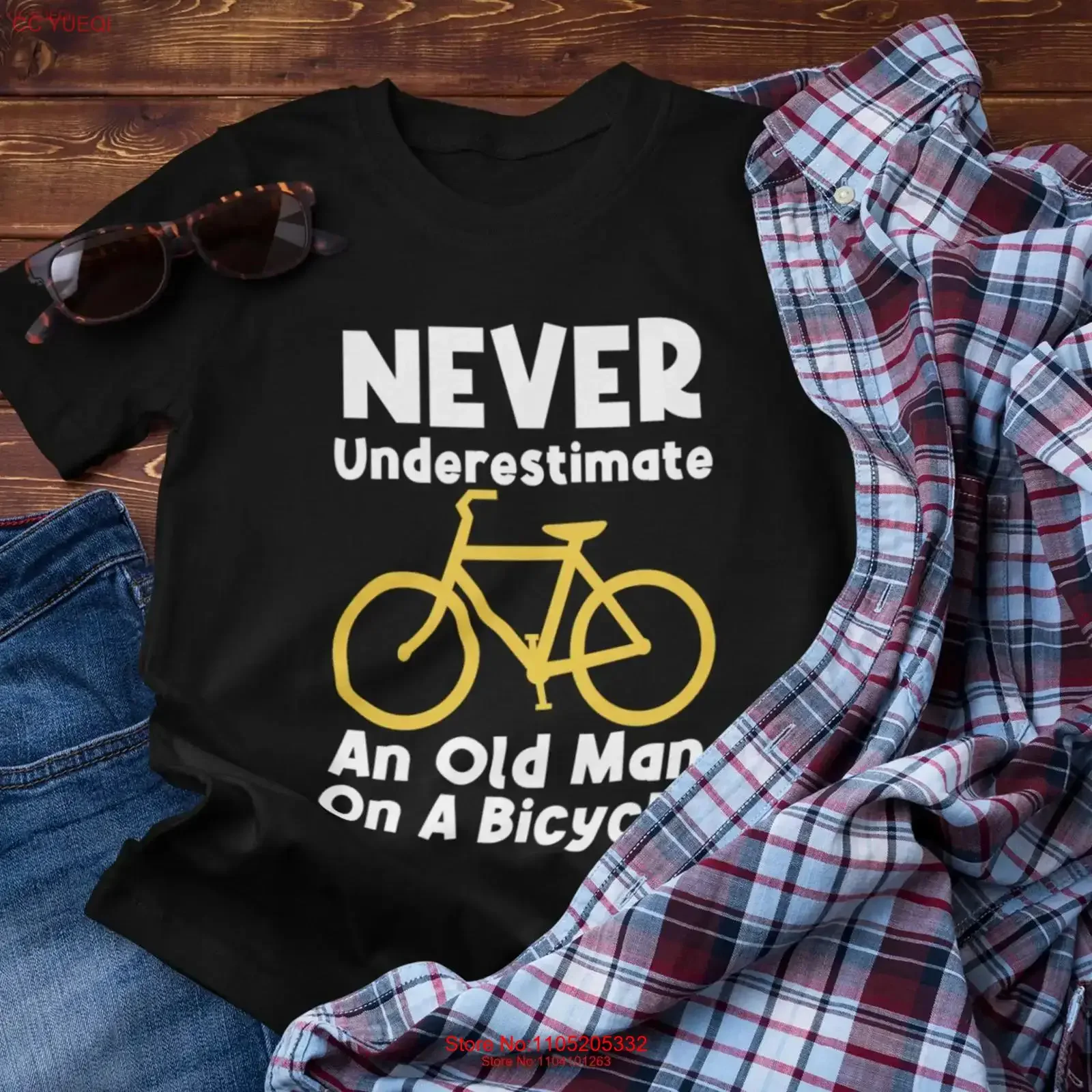 Mens Cycling T shirt Never Underestimate An Old Man On A Bicycle For Dad Funny Grandpa Lover Fathers Day vintage Washed