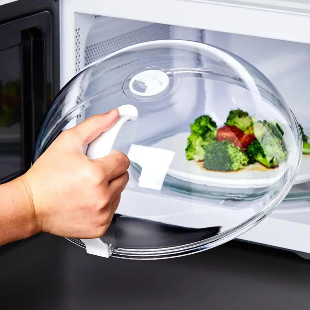 Splash Proof Microwave Lid 2pcs Microwave Splatter Covers 10.2 Inch Food Plate Lids with Easy Grip Handles Enlarged for Kitchen