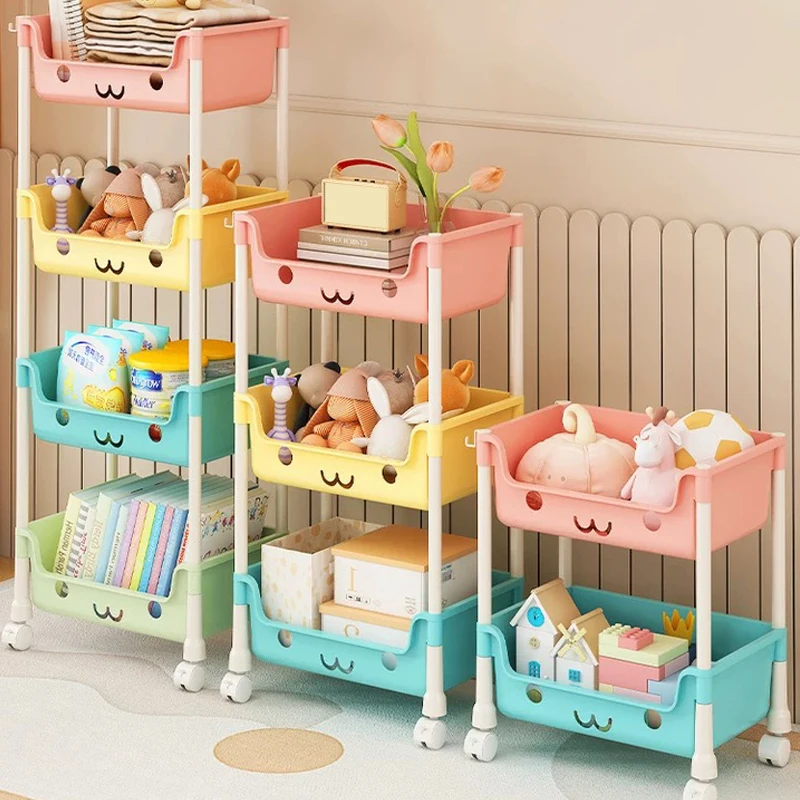 Organizer Kitchen Storage Toy Storage Trolley Bookshelf Snack Rack For Children Macaron Organizer Bathroom Accessories Closet