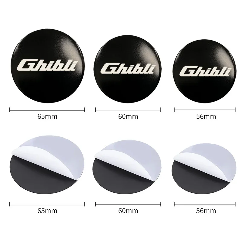 4pcs 56/60/65mm Car Wheel Center Badge Stickers for Levante Ghibli GRECALE MODENA Quattroporte Alloy Auto Tire Hub Emblem Decals