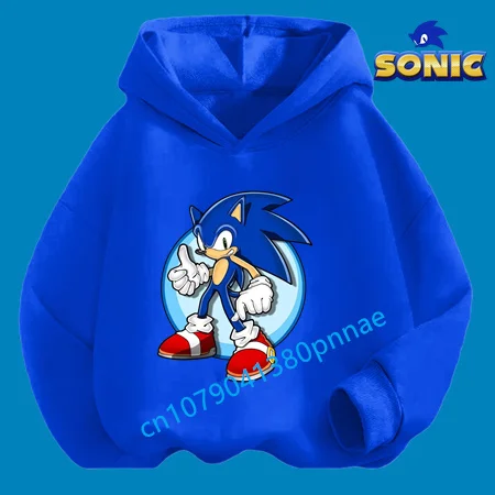 

Kids Birthday Hoodie Cartoon Print Autumn/Winter Long-sleeved Sweatshirt Casual Top for Boys and Girls Hot Sonic Harajuku Anime