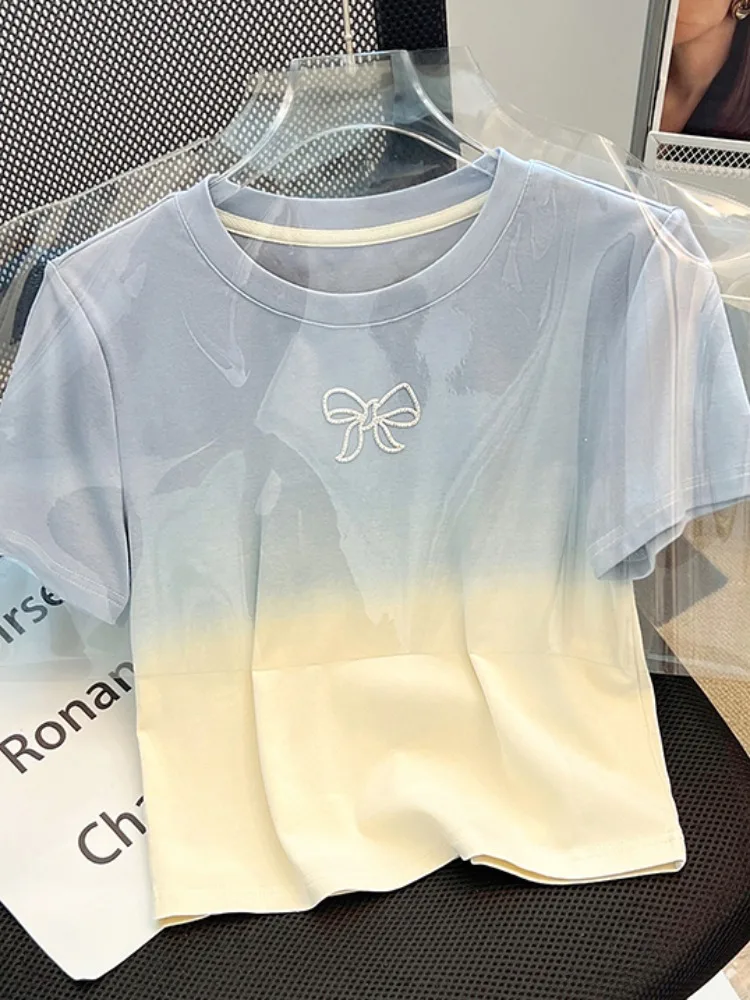 

Unique adient Color ort Sve T-irt Women's Summer 2025 New Design Sensation ort Sle Cotton Knot Top