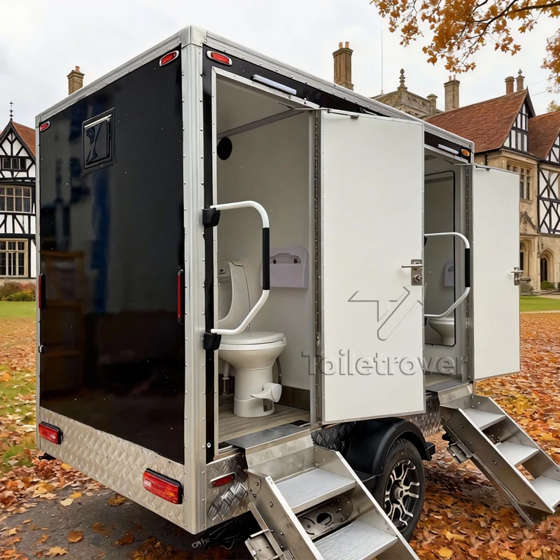 

New Design Luxury Self Contained Air Condition Restroom Trailers Portable Bathroom Outdoor Mobile Toilet Trailer for Sale