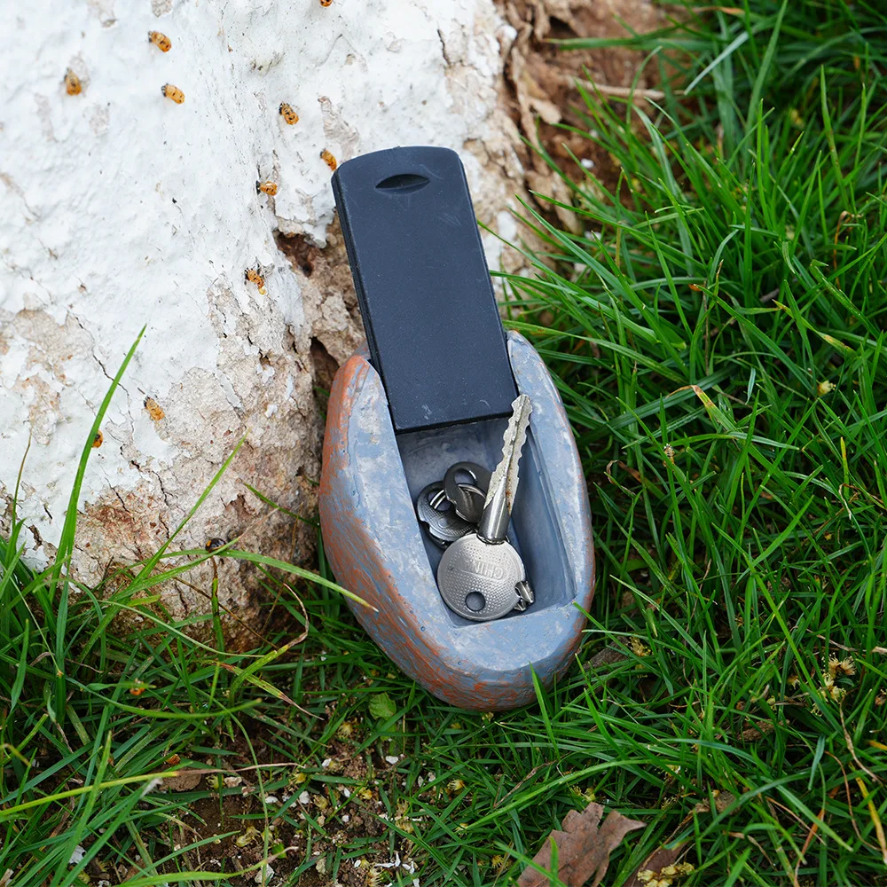 Fake Rock Key Storage Box Resin Waterproof Anti Theft Spare Key Holder Garden Yard Decorative Stone Hidden Safe