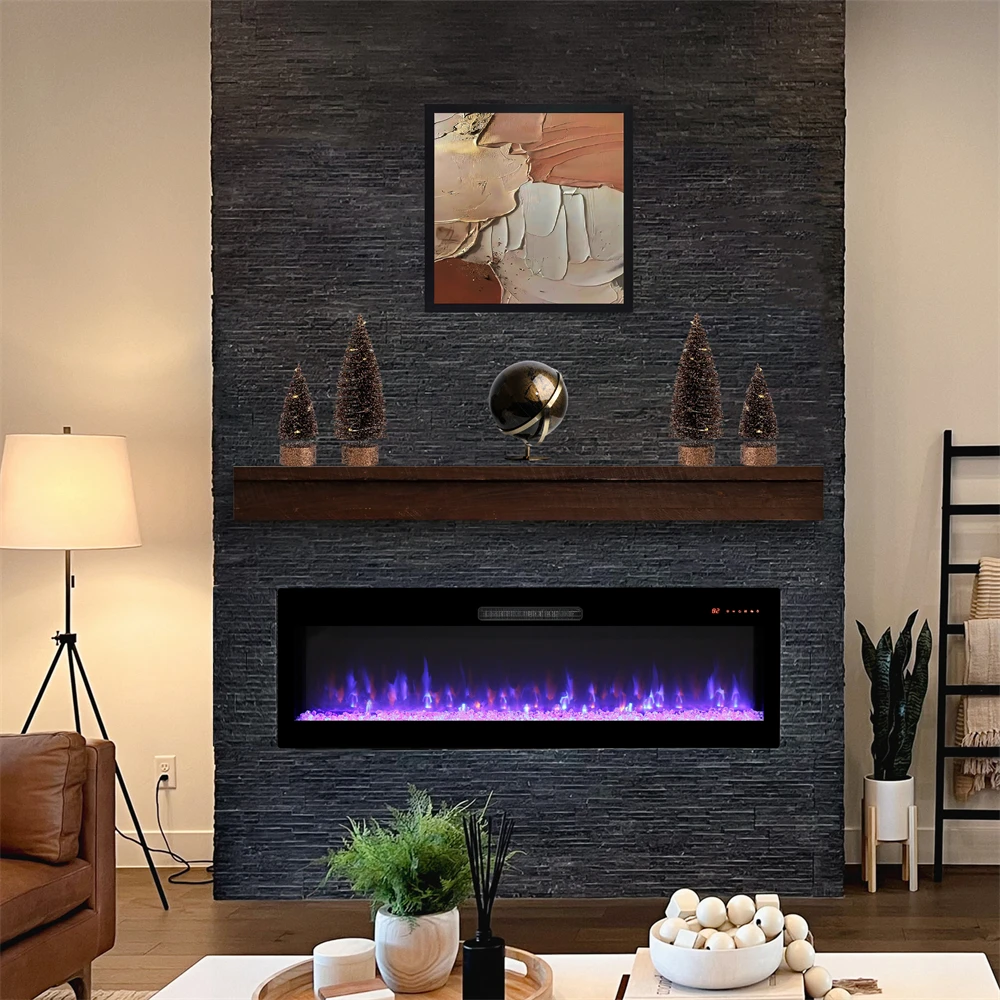 50 Inch Electric Fireplace, Recessed and Wall Mounted Fireplace with Overheating Protection Device Electric Fireplace