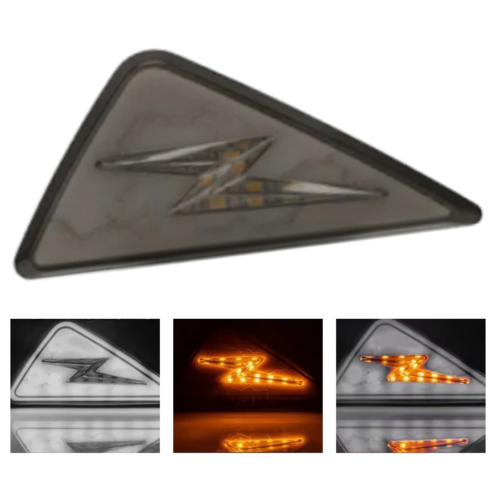 2pcs Motorcycle Flush Mount Triangle Turn Signal Light Amber White Red LED Indicator Lamp DRL Blinker Flasher 12V M10