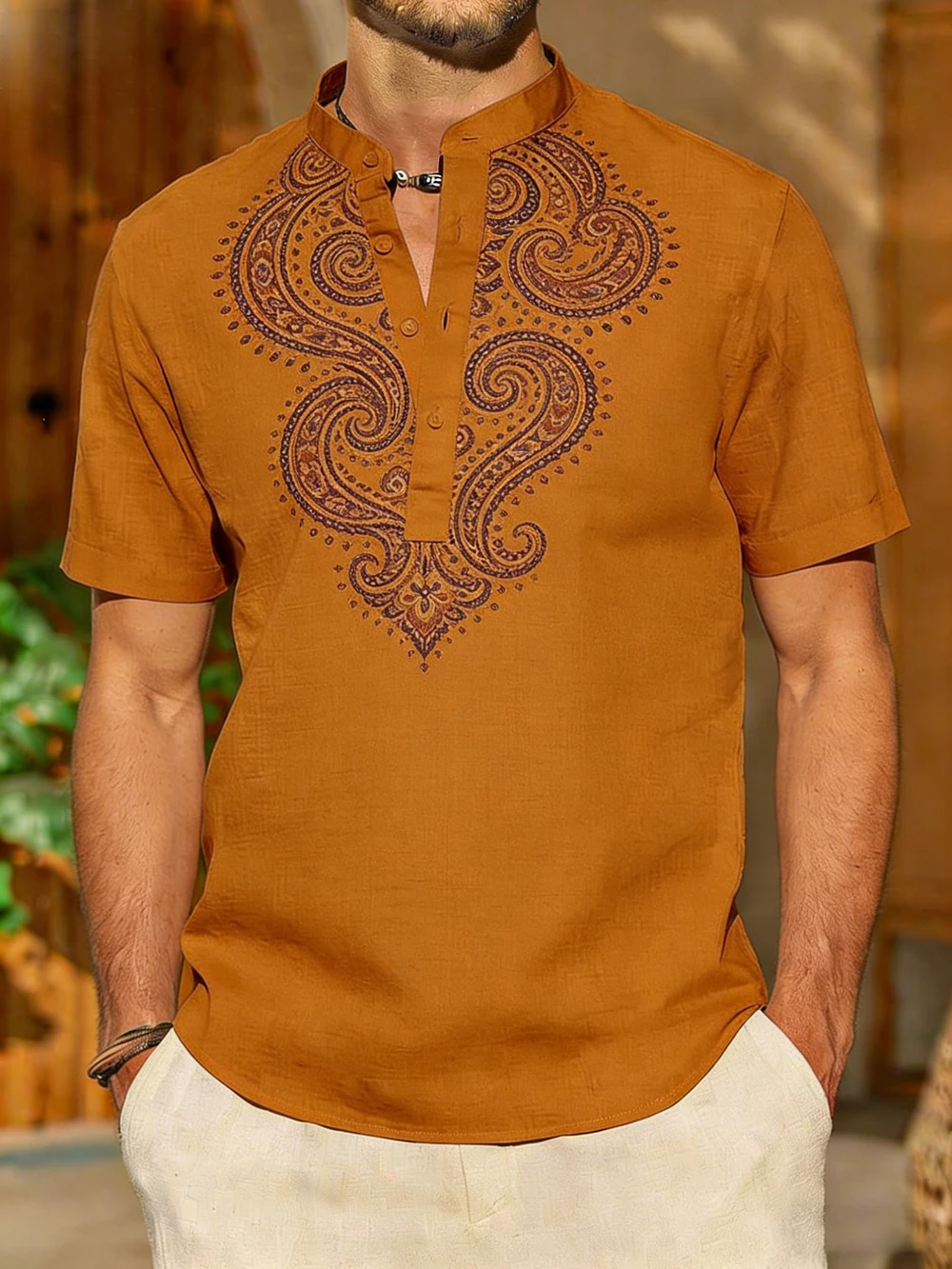 

Мужская летняя новая льняная рубашка-поло с коротким рукавом, натуральный принт, для отдыха на природе, рыбалки, быстрая доставка