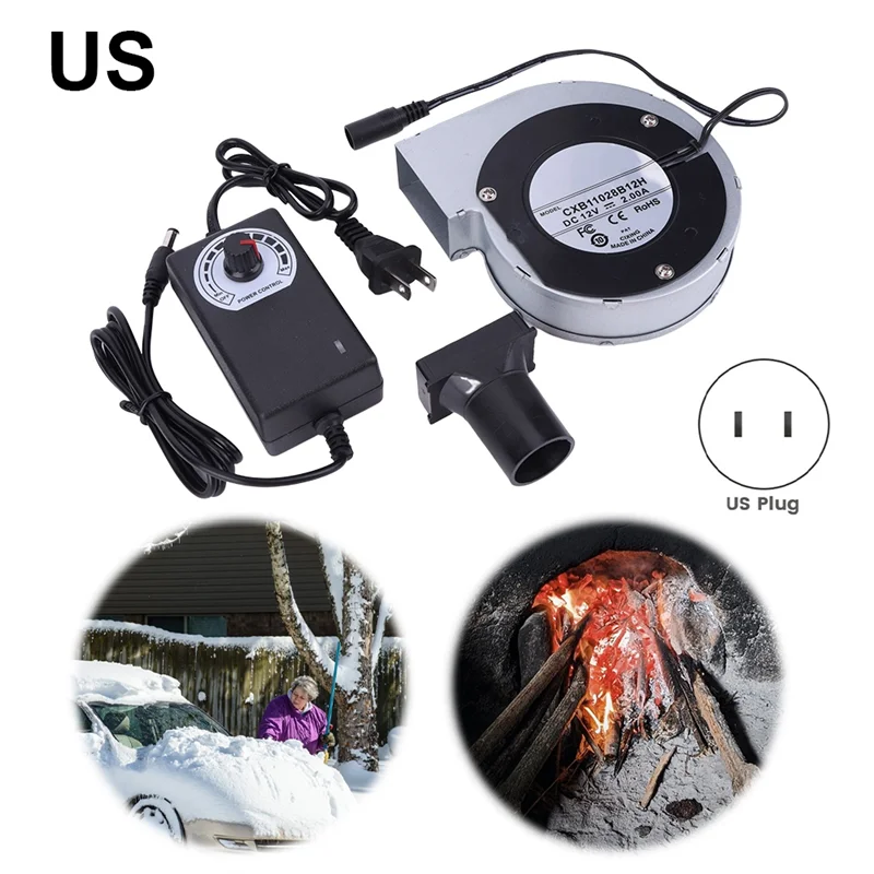 My Home 6000RPM BBQ Blower Fan With Adjustable Speed Control For Picnic Grill And Wood Stove Use, DC 12V, US Plug