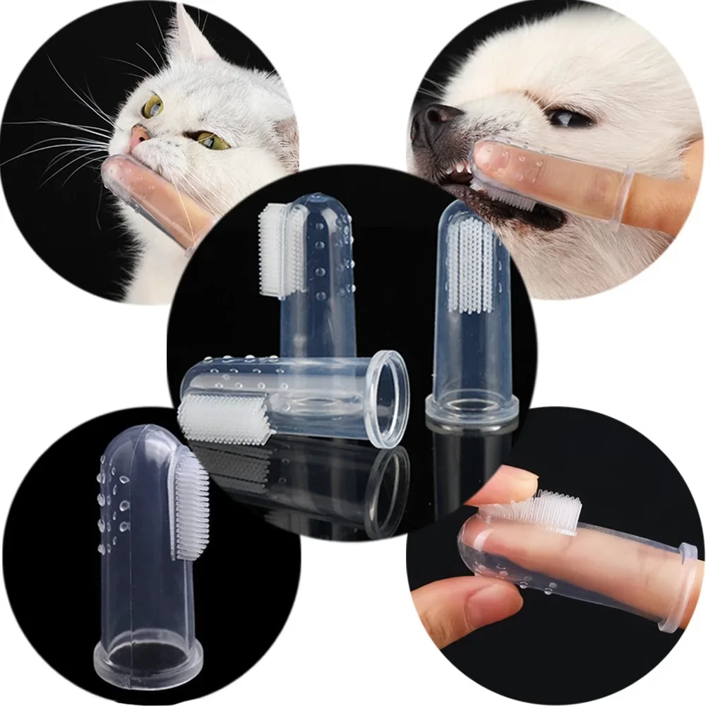 Soft Silicone Pet Finger Toothbrush for Baby Kids Dog Cats Teeth Cleaning Brush with Case Teddy Dog Tooth Brush Teeth Care Tool