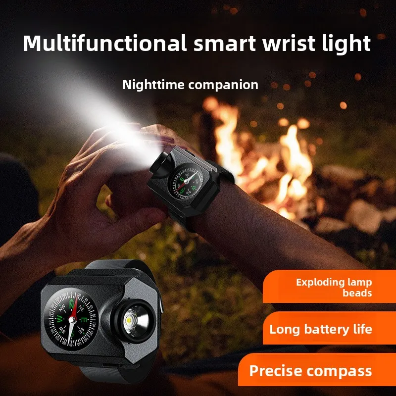 

Tactical Survival Wristband - High-Lumen LED Light & Built-in Compass, USB Rechargeable for Emergency and Wilderness Navigation